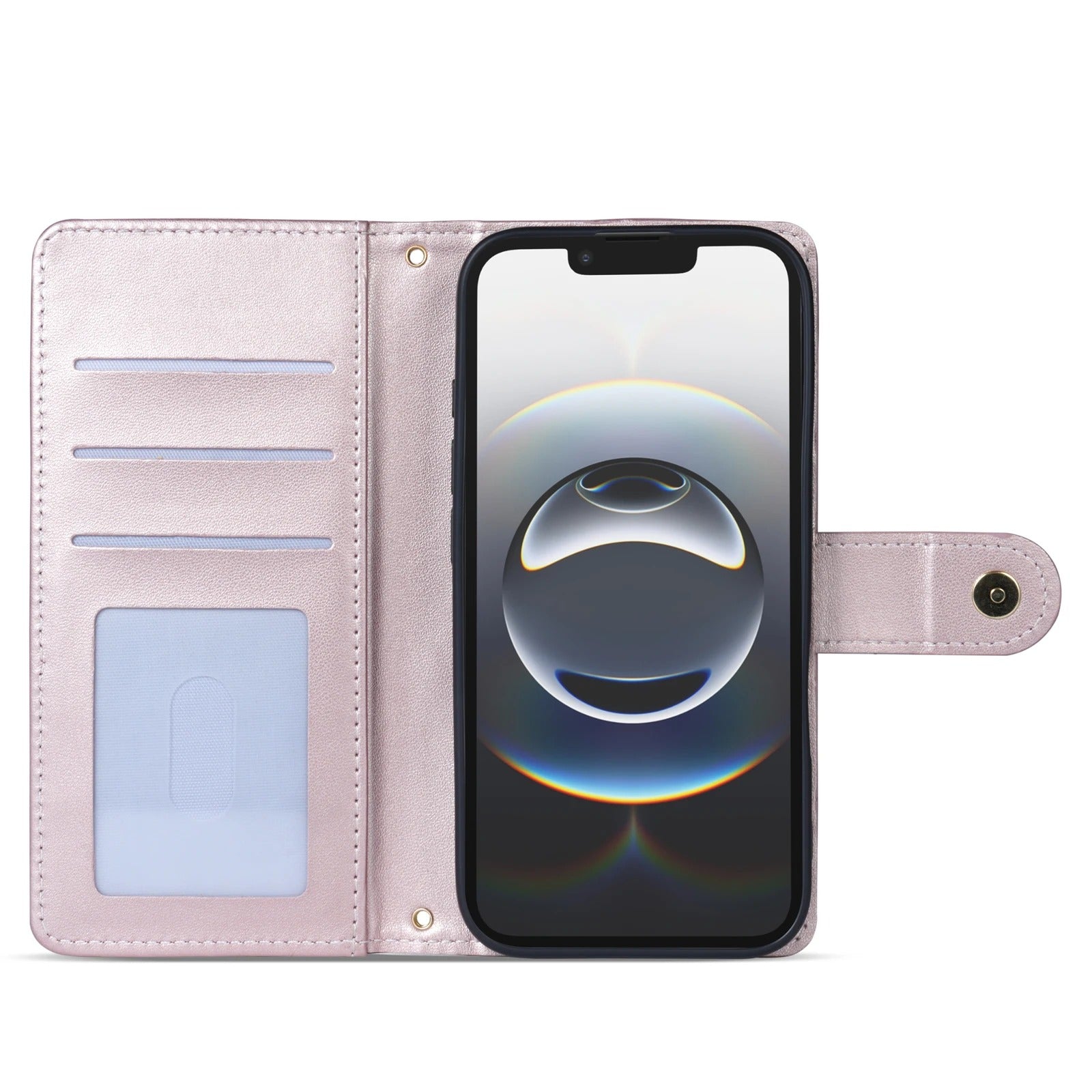 Luxury iPhone Wallet Case 3D Grid Leather Flip Cover — Card Holder Slots, Magnetic Closure, Wrist Strap, Kickstand Function, Shockproof Anti-Fingerprint Design