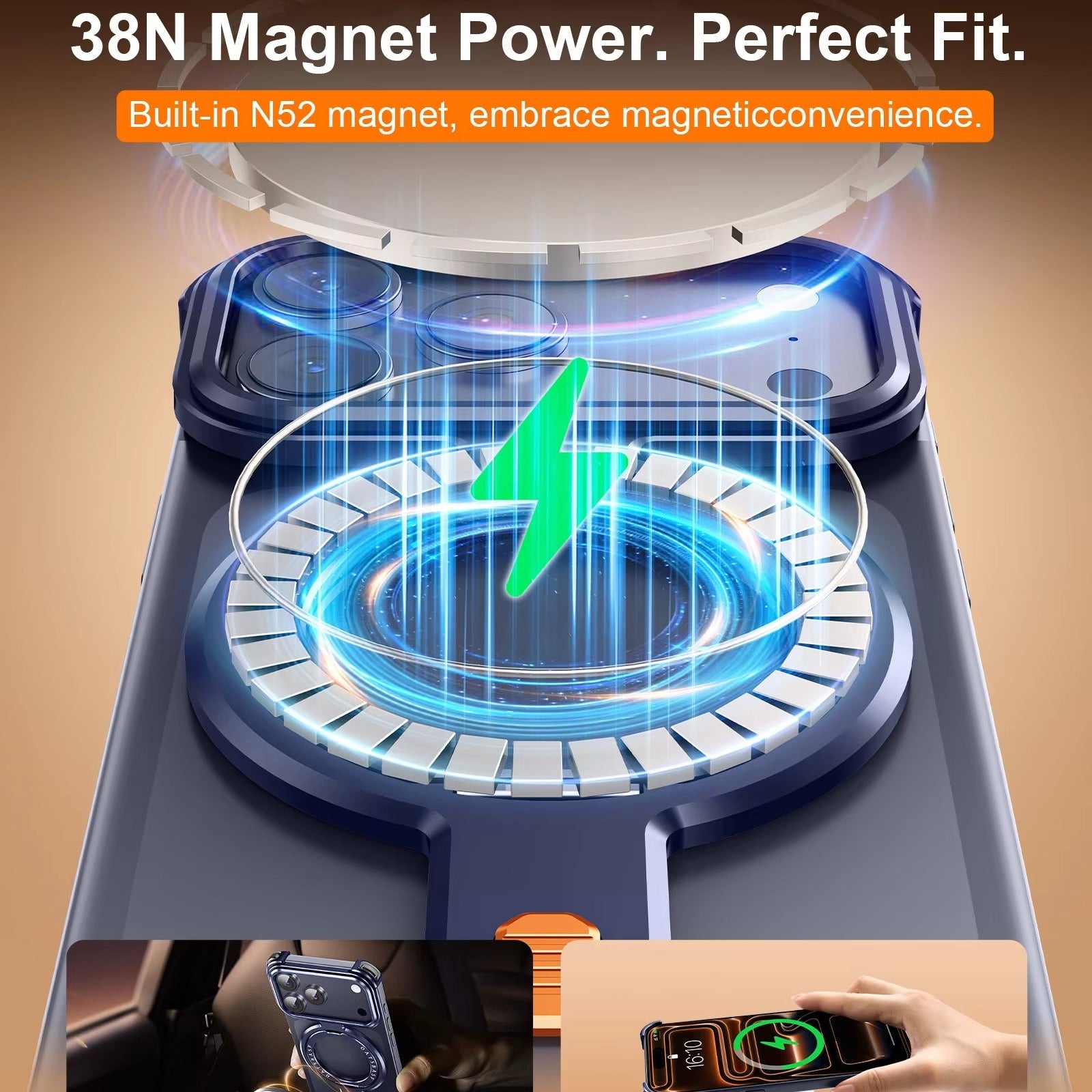 Minimalist iPhone Case — Aluminum Frameless MagSafe Cover with 360° Magnetic Stand and Slim Shockproof Metal Design