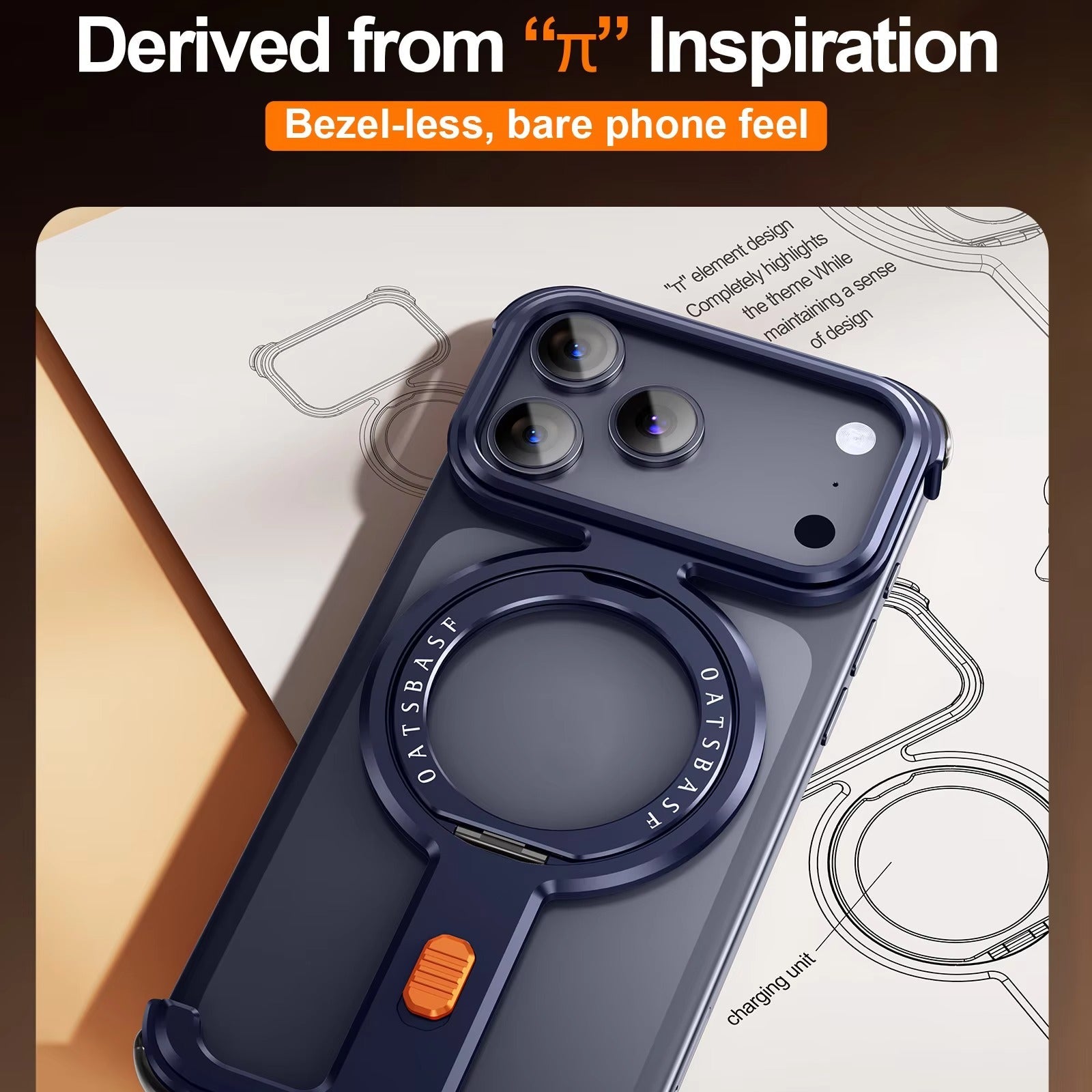 Minimalist iPhone Case — Aluminum Frameless MagSafe Cover with 360° Magnetic Stand and Slim Shockproof Metal Design