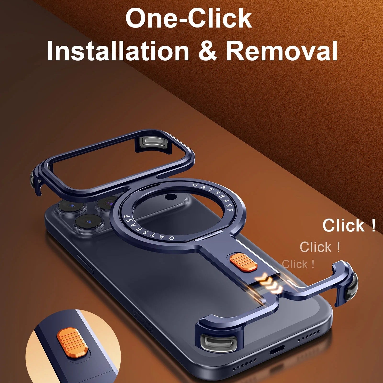 Minimalist iPhone Case — Aluminum Frameless MagSafe Cover with 360° Magnetic Stand and Slim Shockproof Metal Design