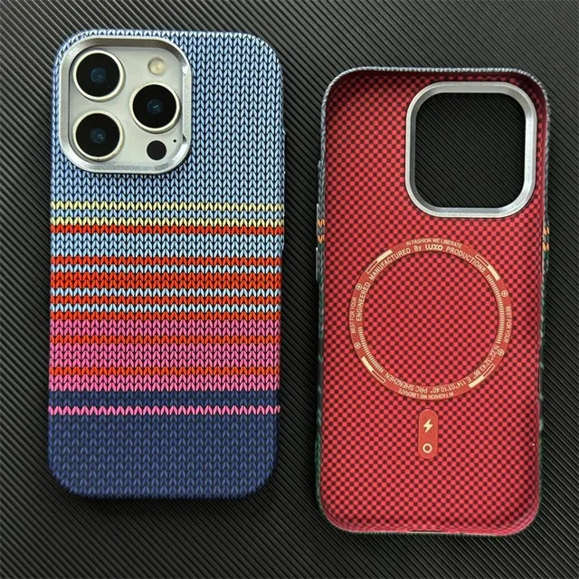 Premium Carbon Fiber Texture iPhone Case — Half-Wrapped MagSafe Compatible, Shockproof, Anti-Fingerprint, Anti-Scratch, Lightweight Wireless Charging Cover