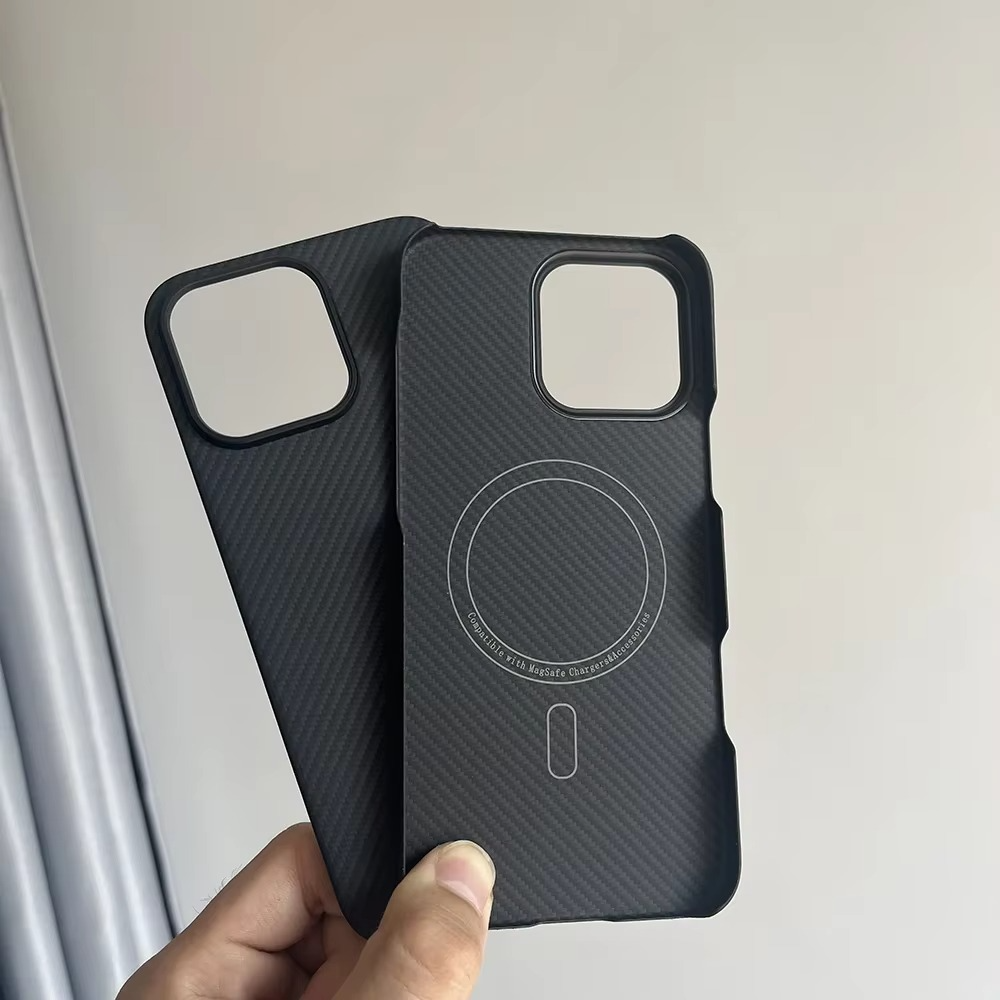Premium Carbon Fiber iPhone Case — Half-Wrapped MagSafe Compatible, Shockproof, Anti-Fingerprint, Anti-Scratch, Non-Slip, Textured Kevlar Finish