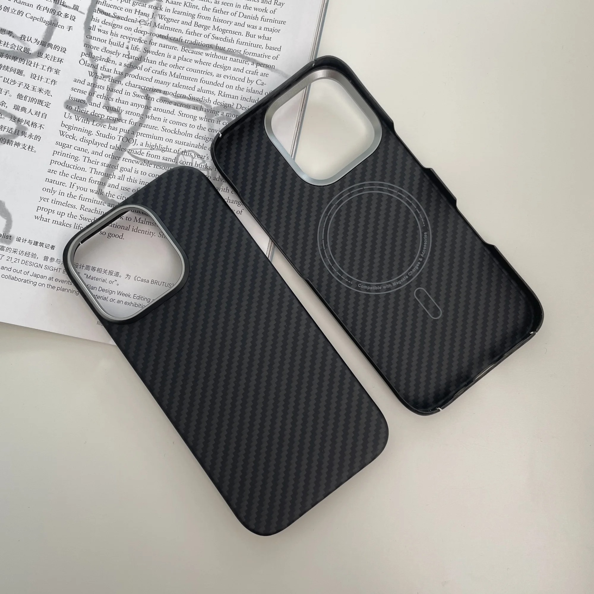 Premium Carbon Fiber iPhone Case — Half-Wrapped MagSafe Compatible, Shockproof, Anti-Fingerprint, Anti-Scratch, Non-Slip, Textured Kevlar Finish