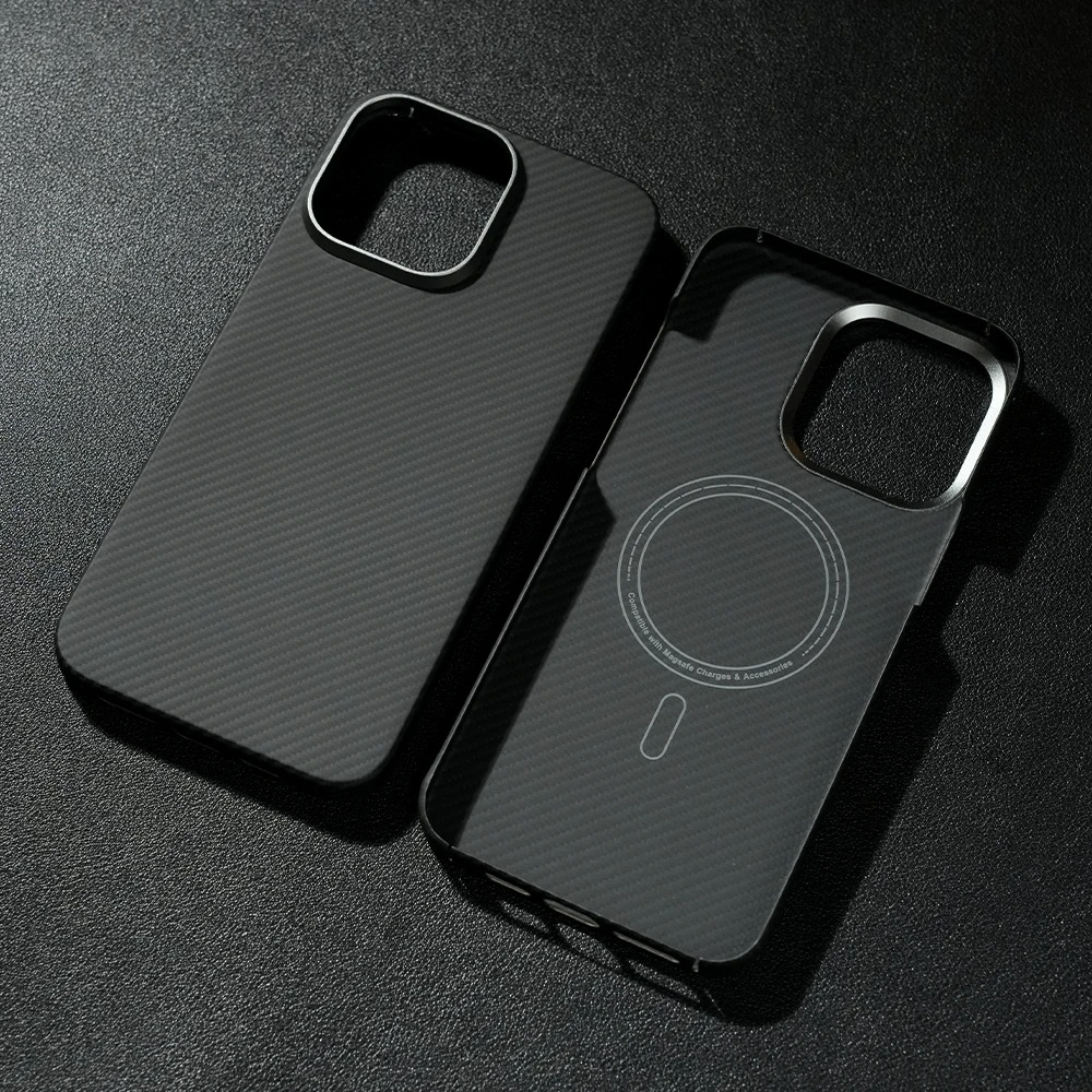 Premium Carbon Fiber iPhone Case — Half-Wrapped MagSafe Compatible, Shockproof, Anti-Fingerprint, Anti-Scratch, Non-Slip, Textured Kevlar Finish
