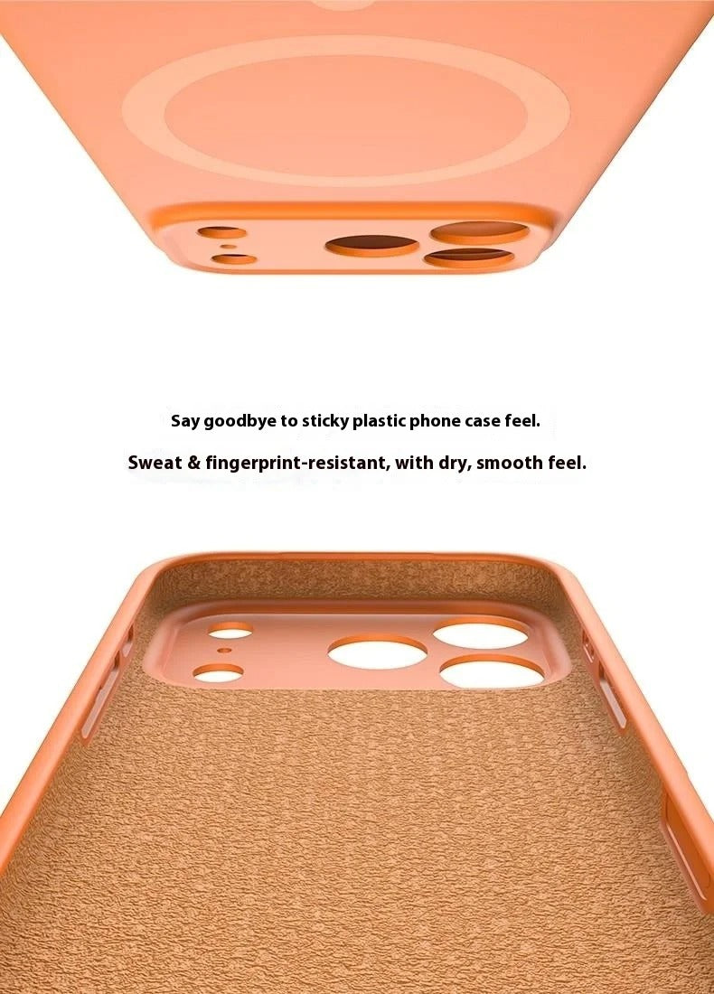 Premium iPhone Case — Carbon Fiber Soft Liquid Silicone Cover, MagSafe Compatible, Wireless-Charging, Shockproof, Anti-Fingerprint, Full Protection