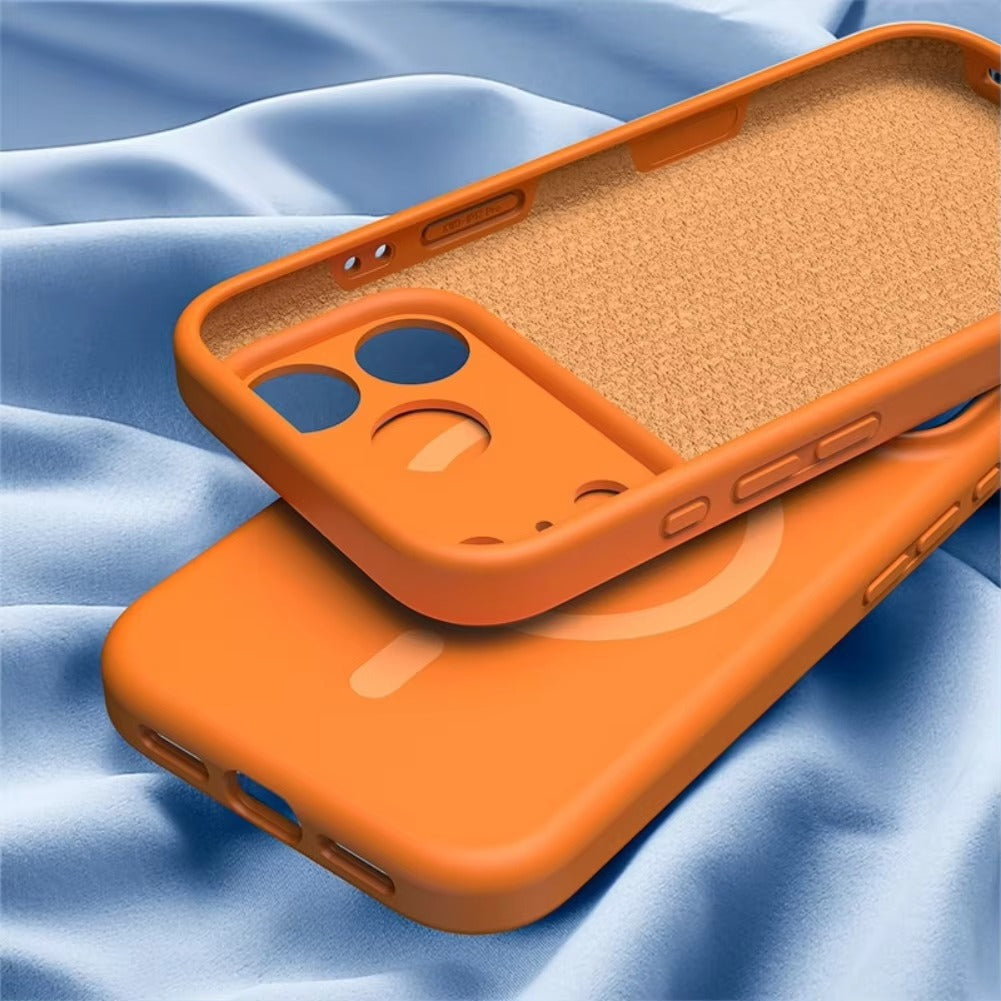 Premium iPhone Case — Carbon Fiber Soft Liquid Silicone Cover, MagSafe Compatible, Wireless-Charging, Shockproof, Anti-Fingerprint, Full Protection