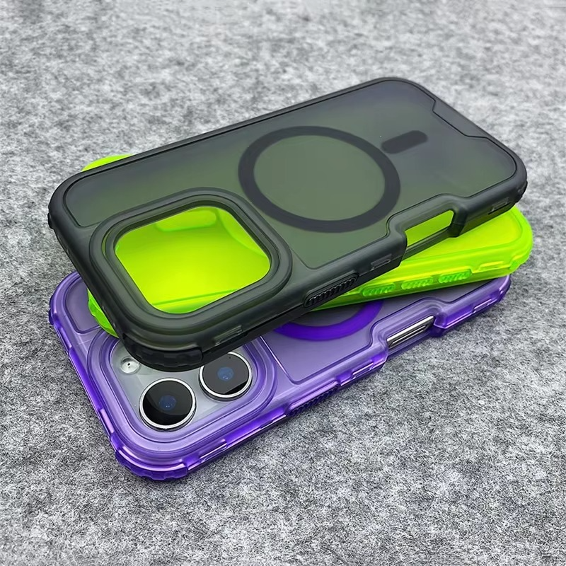 Premium Clear MagSafe iPhone Case — Neon Bumper Shockproof Armor, Wireless Charging Compatible, Anti-Scratch Transparent Protective Cover