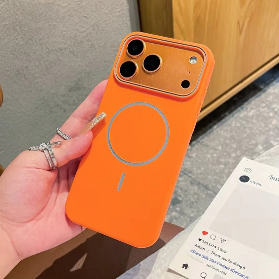 Premium iPhone Case — Frosted Silicone MagSafe Half-Wrapped Shockproof Cover with Color-Collision Design, Anti-Fingerprint, Non-Slip, Lightweight Wireless-Charging Compatibility