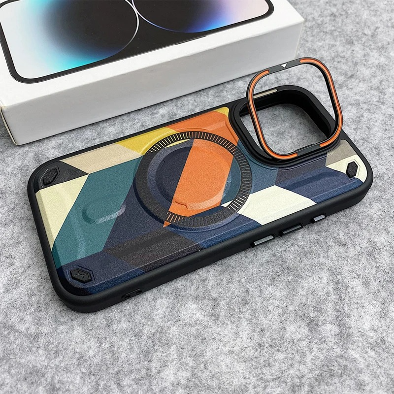 Premium MagSafe Magnetic iPhone Case — Camouflage Graffiti Armor Cover with Invisible Lens Holder, Kickstand, Anti-Fingerprint Matte Protection