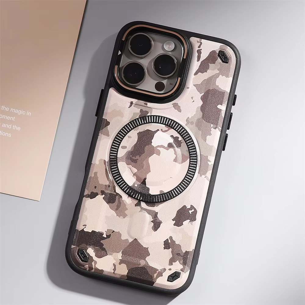 Premium MagSafe Magnetic iPhone Case — Camouflage Graffiti Armor Cover with Invisible Lens Holder, Kickstand, Anti-Fingerprint Matte Protection