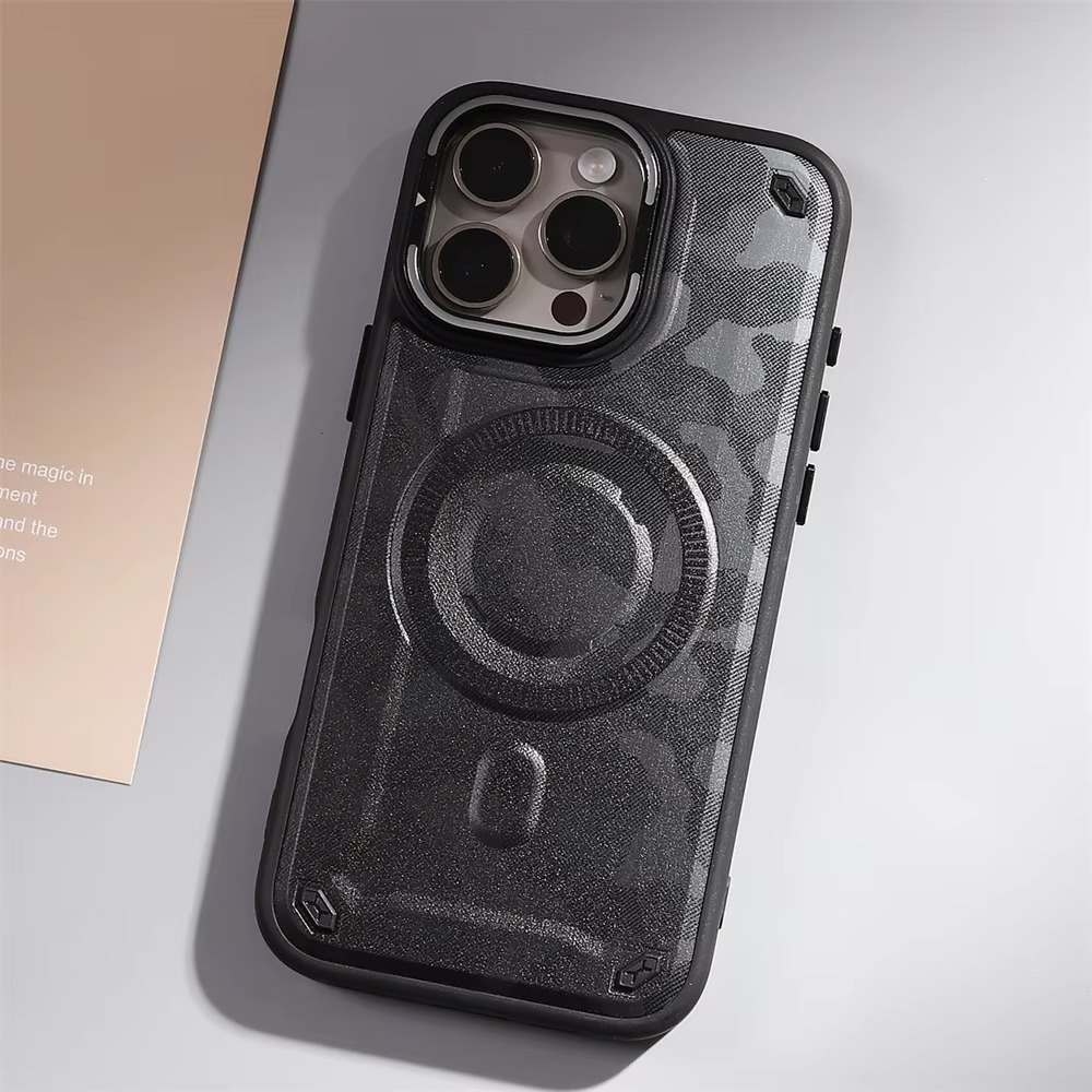 Premium MagSafe Magnetic iPhone Case — Camouflage Graffiti Armor Cover with Invisible Lens Holder, Kickstand, Anti-Fingerprint Matte Protection