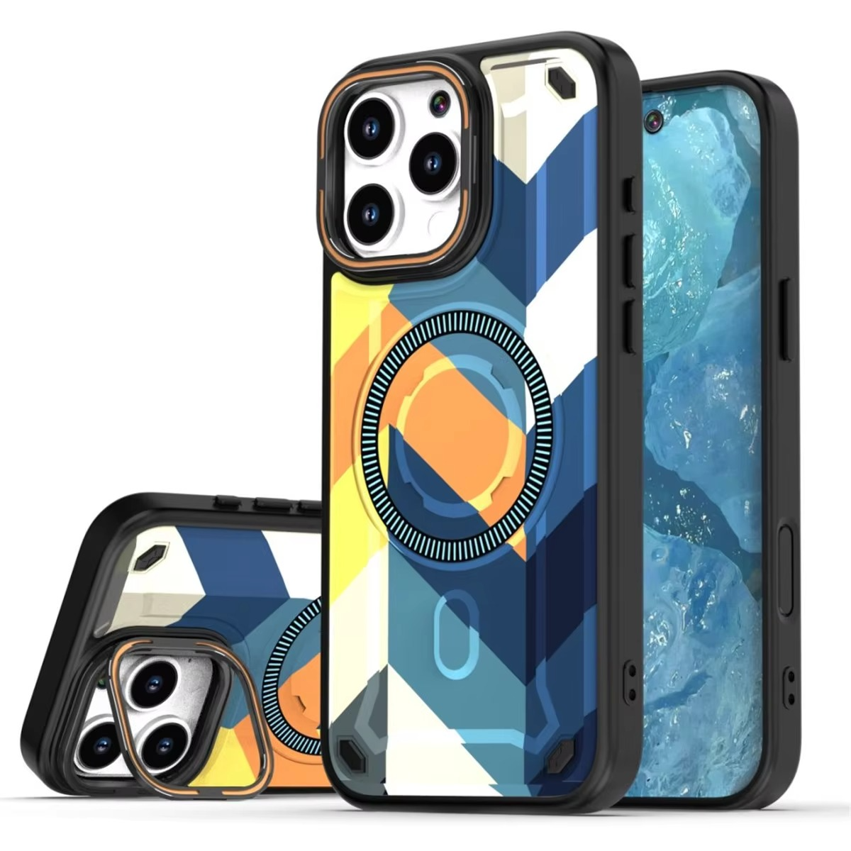 Premium MagSafe Magnetic iPhone Case — Camouflage Graffiti Armor Cover with Invisible Lens Holder, Kickstand, Anti-Fingerprint Matte Protection