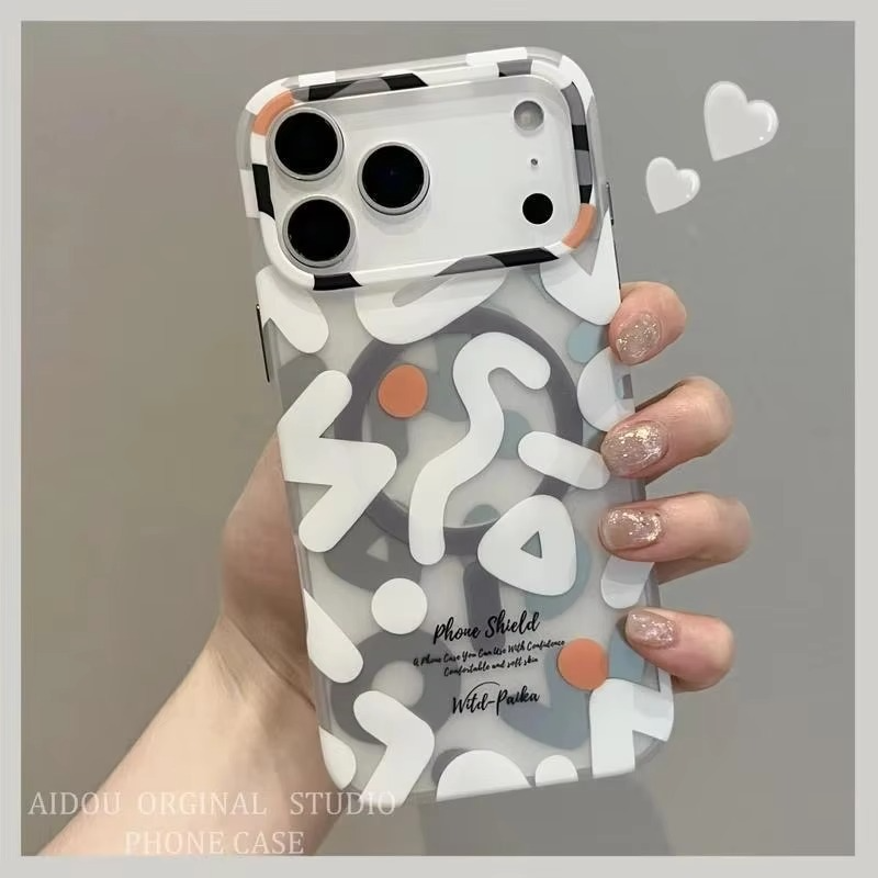 Premium MagSafe Magnetic iPhone Case — Matte Graffiti Pattern Shockproof Cover with Anti-Fingerprint Grip and Wireless Charging Compatibility