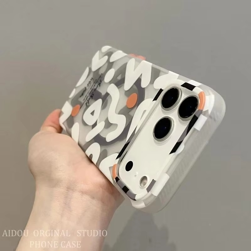 Premium MagSafe Magnetic iPhone Case — Matte Graffiti Pattern Shockproof Cover with Anti-Fingerprint Grip and Wireless Charging Compatibility