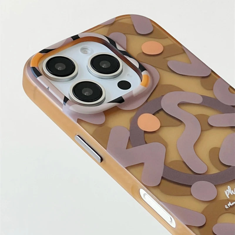 Premium MagSafe Magnetic iPhone Case — Matte Graffiti Pattern Shockproof Cover with Anti-Fingerprint Grip and Wireless Charging Compatibility