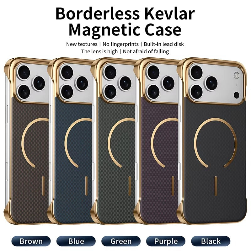 Premium iPhone Case — MagSafe Shockproof Frameless Carbon Fiber Textured Bumper Cover with Slim Durable Wireless-Charging Compatible Protection