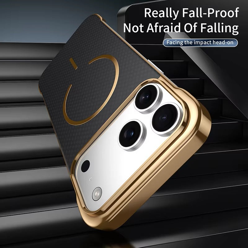 Premium iPhone Case — MagSafe Shockproof Frameless Carbon Fiber Textured Bumper Cover with Slim Durable Wireless-Charging Compatible Protection