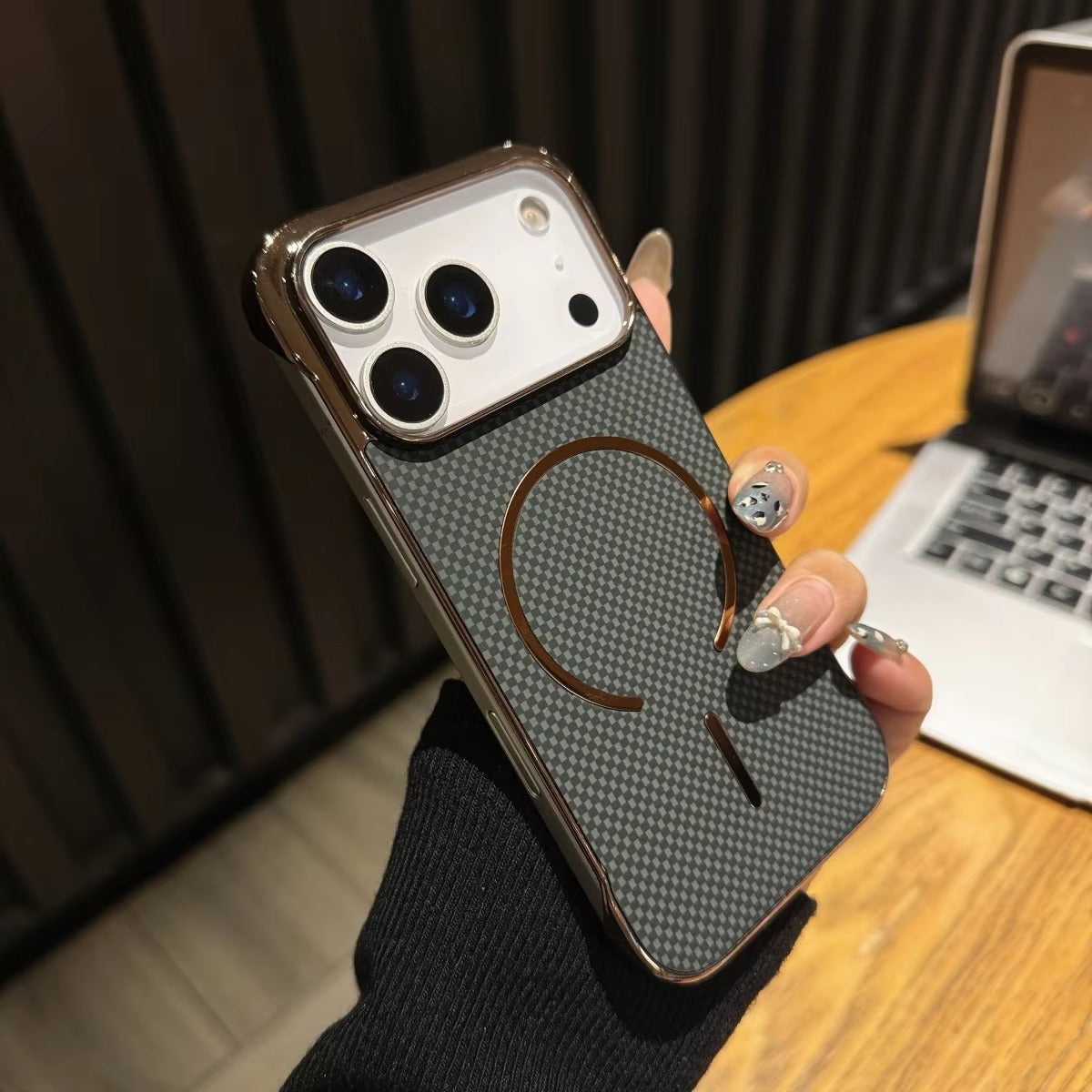 Premium iPhone Case — MagSafe Shockproof Frameless Carbon Fiber Textured Bumper Cover with Slim Durable Wireless-Charging Compatible Protection