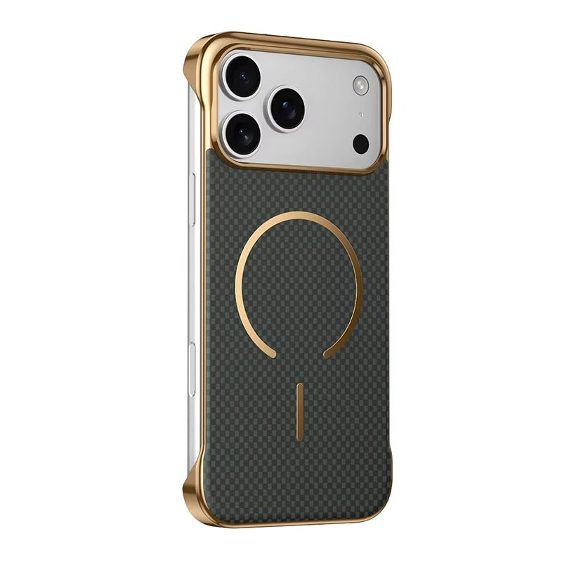 Premium iPhone Case — MagSafe Shockproof Frameless Carbon Fiber Textured Bumper Cover with Slim Durable Wireless-Charging Compatible Protection