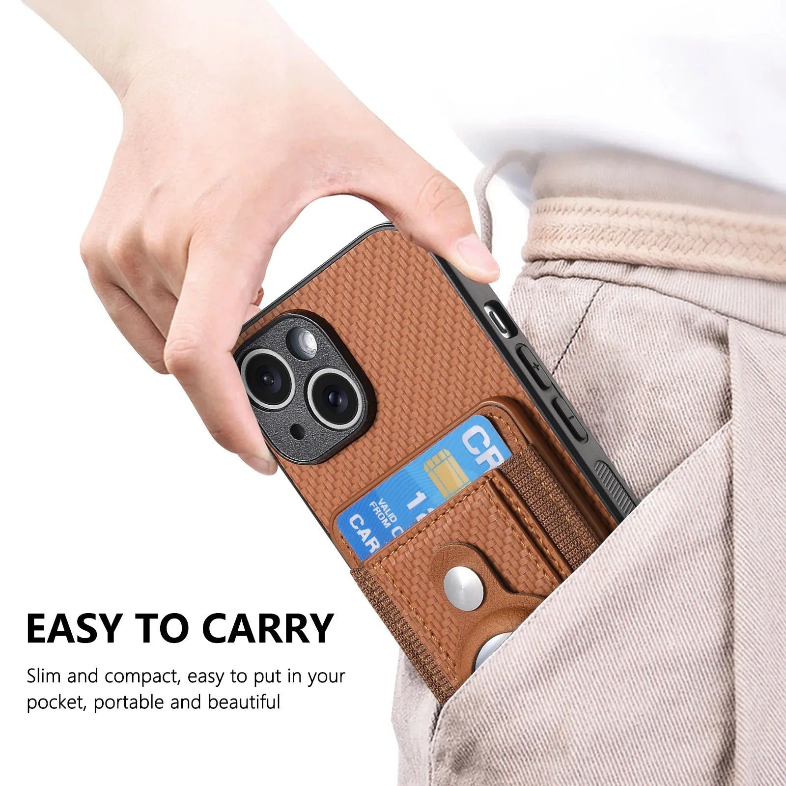 Premium iPhone Case — MagSafe Magnetic Wallet Cover with AirTag Card Holder, Shock-Resistant Anti-Scratch Non-Slip PC+TPU Design