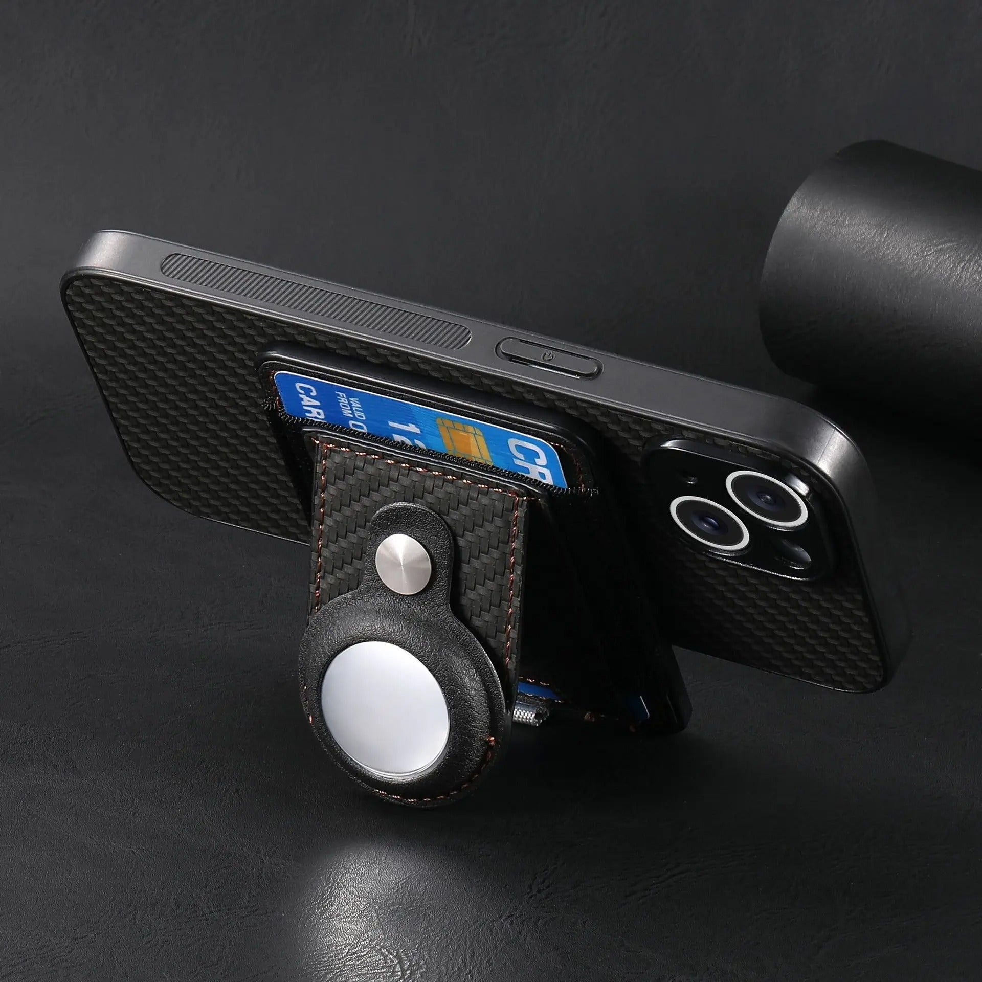 Premium iPhone Case — MagSafe Magnetic Wallet Cover with AirTag Card Holder, Shock-Resistant Anti-Scratch Non-Slip PC+TPU Design