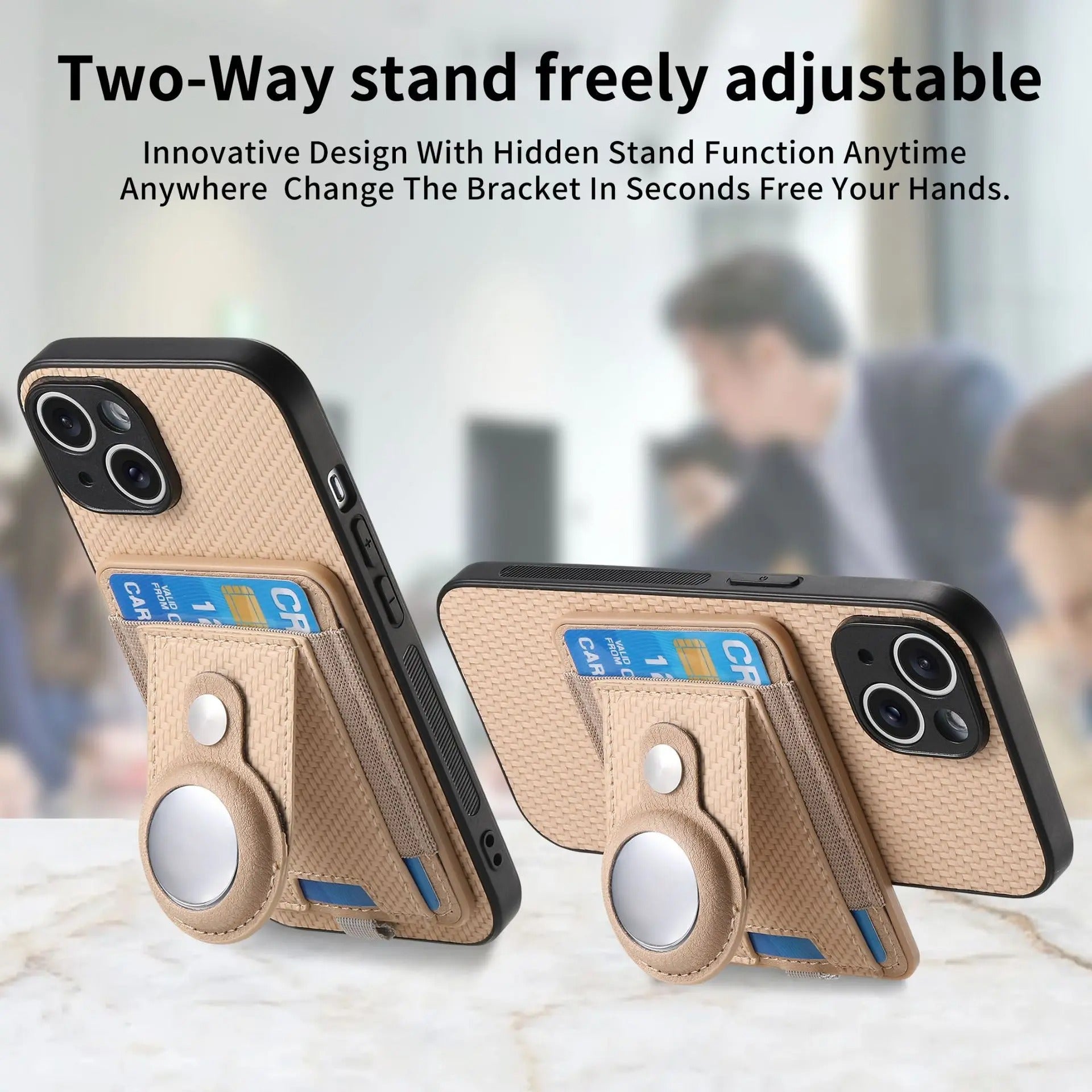 Premium iPhone Case — MagSafe Magnetic Wallet Cover with AirTag Card Holder, Shock-Resistant Anti-Scratch Non-Slip PC+TPU Design