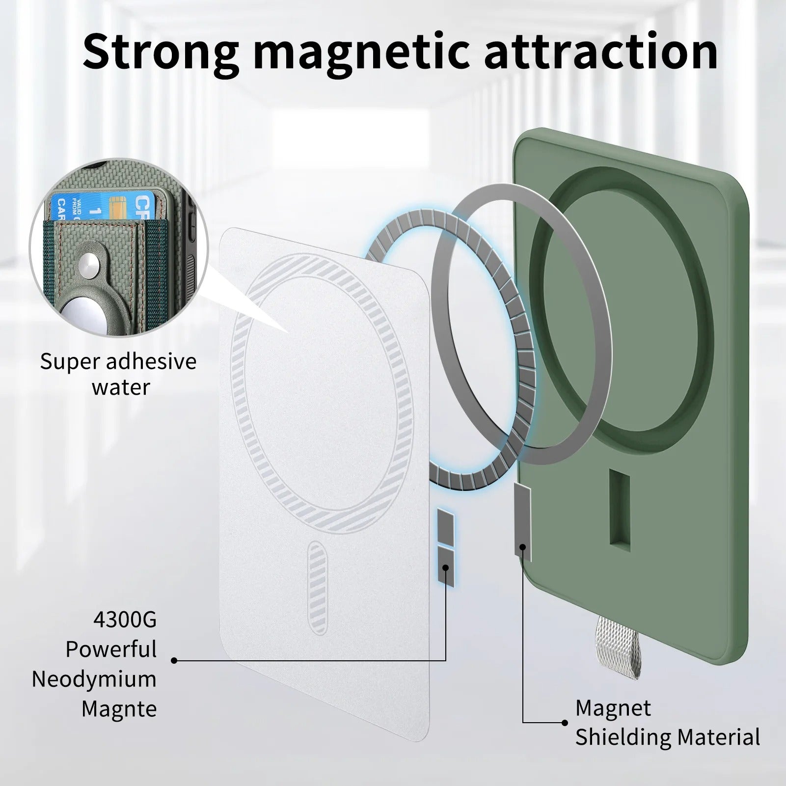 Premium iPhone Case — MagSafe Magnetic Wallet Cover with AirTag Card Holder, Shock-Resistant Anti-Scratch Non-Slip PC+TPU Design