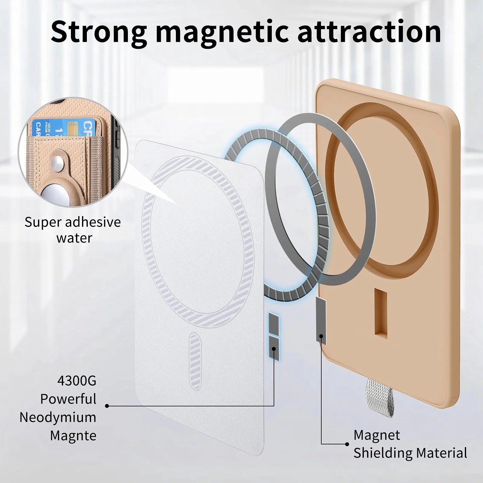 Premium iPhone Case — MagSafe Magnetic Wallet Cover with AirTag Card Holder, Shock-Resistant Anti-Scratch Non-Slip PC+TPU Design
