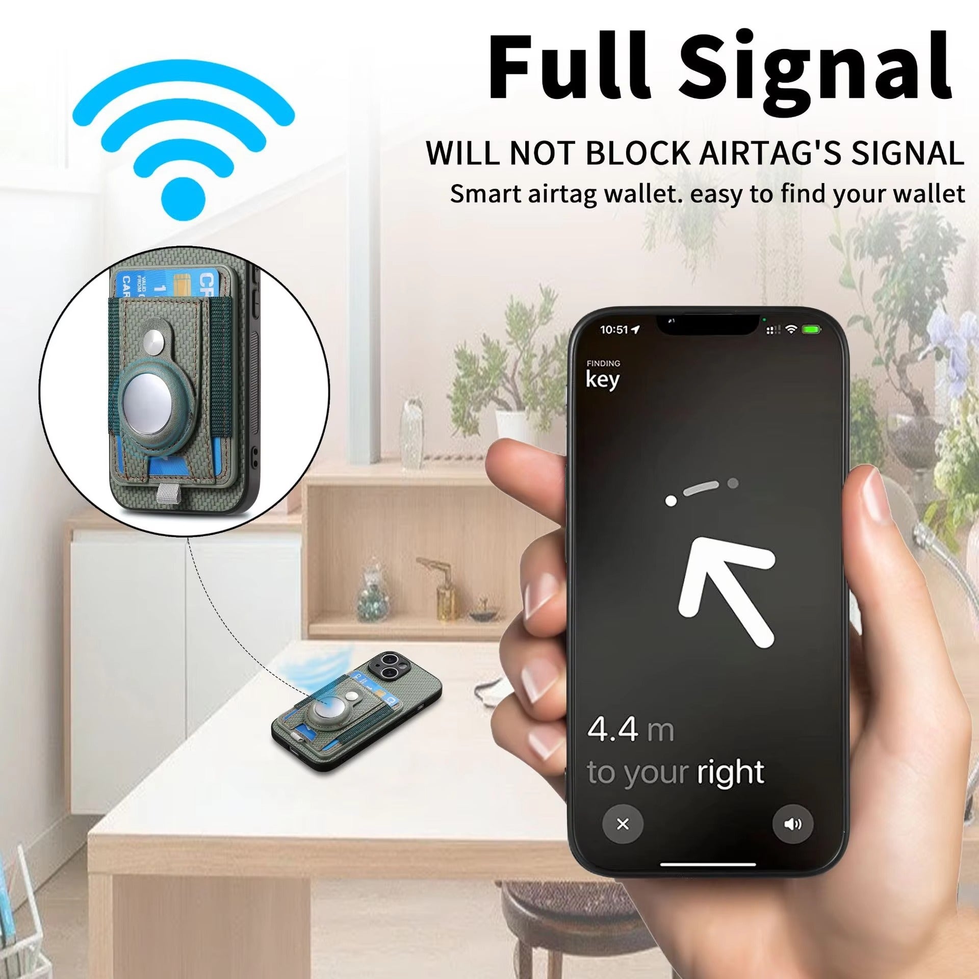 Premium iPhone Case — MagSafe Magnetic Wallet Cover with AirTag Card Holder, Shock-Resistant Anti-Scratch Non-Slip PC+TPU Design