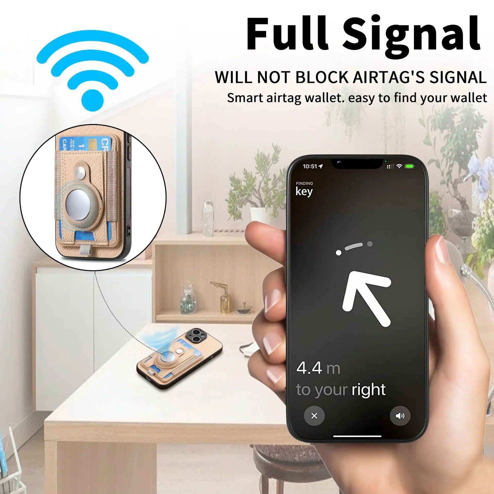 Premium iPhone Case — MagSafe Magnetic Wallet Cover with AirTag Card Holder, Shock-Resistant Anti-Scratch Non-Slip PC+TPU Design