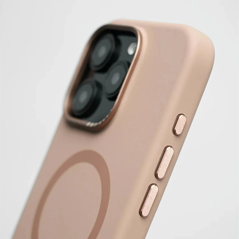 Premium Magnetic Liquid Silicone iPhone Case — MagSafe Wireless Charging, Alloy Lens Protection, Soft Anti-Fingerprint Matte Shockproof Cover