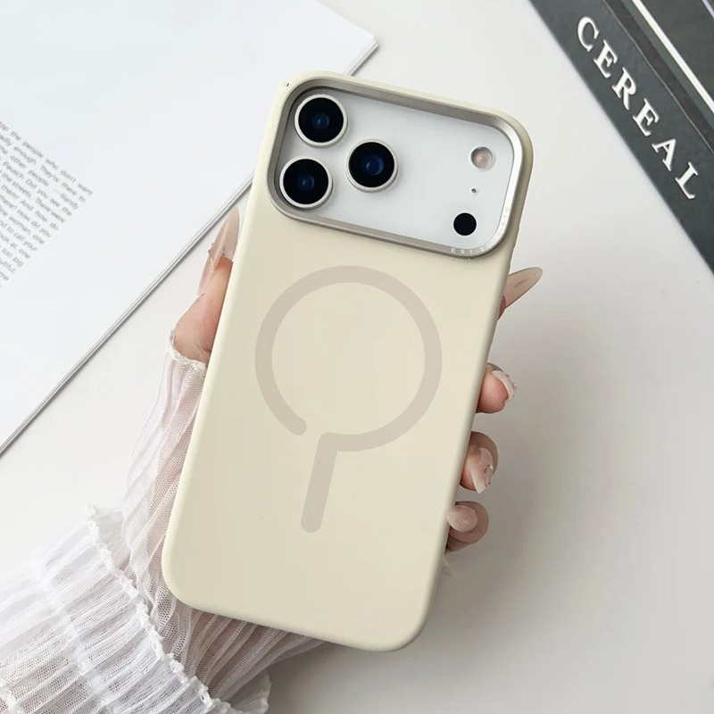 Premium Magnetic Liquid Silicone iPhone Case — MagSafe Wireless Charging, Alloy Lens Protection, Soft Anti-Fingerprint Matte Shockproof Cover