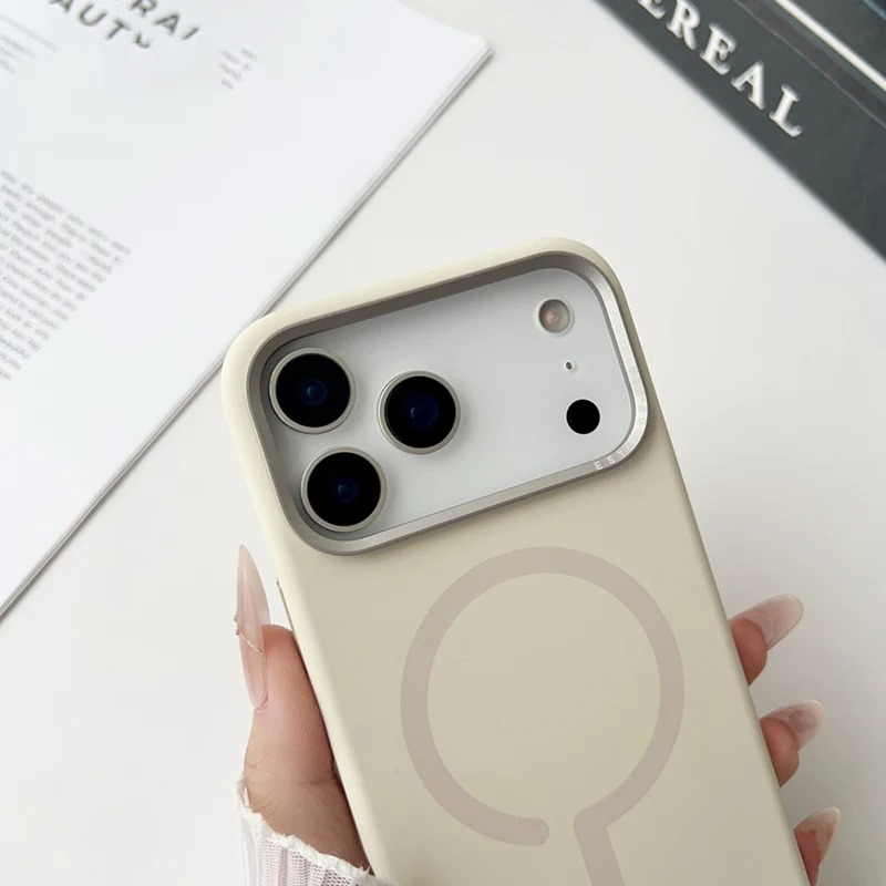 Premium Magnetic Liquid Silicone iPhone Case — MagSafe Wireless Charging, Alloy Lens Protection, Soft Anti-Fingerprint Matte Shockproof Cover