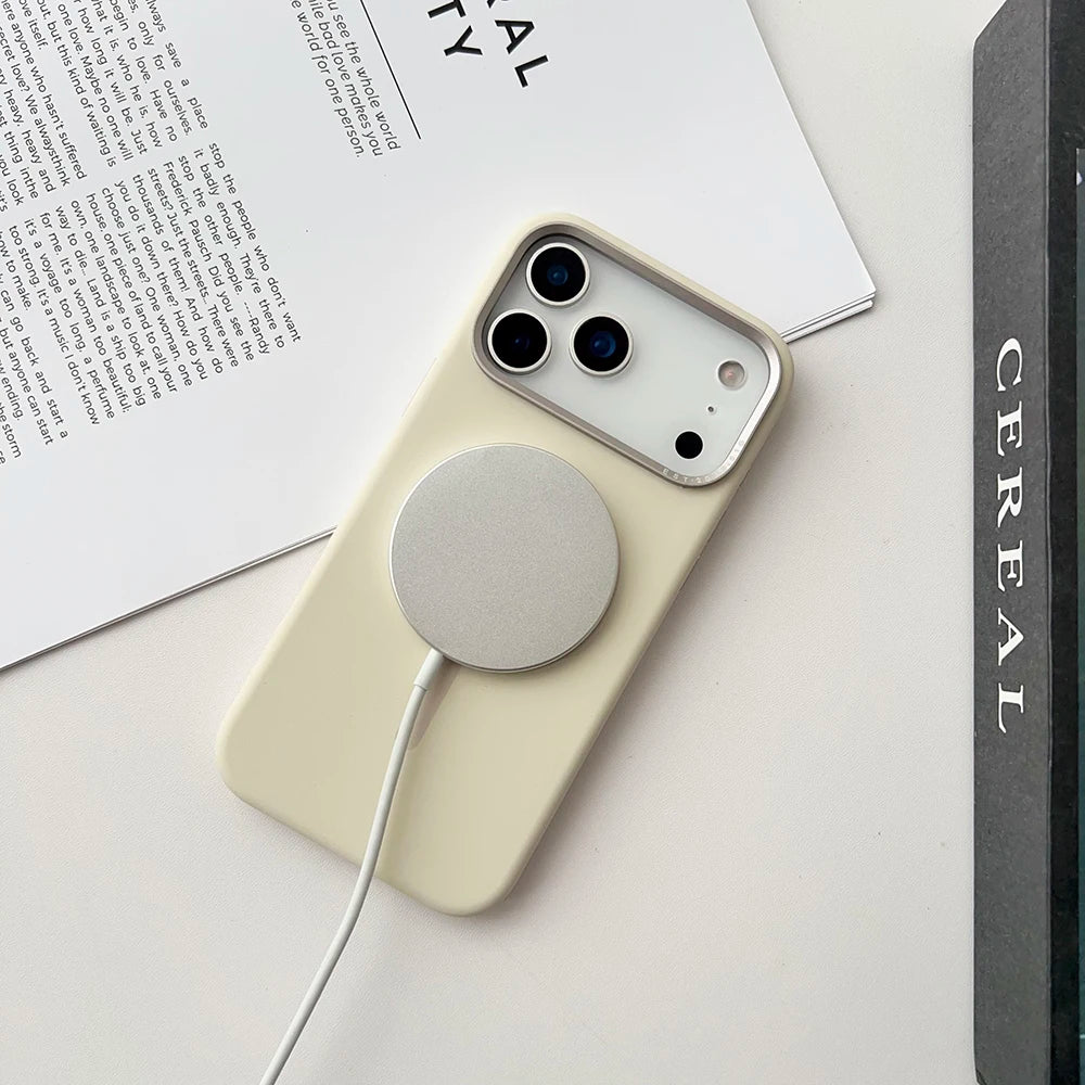 Premium Magnetic Liquid Silicone iPhone Case — MagSafe Wireless Charging, Alloy Lens Protection, Soft Anti-Fingerprint Matte Shockproof Cover