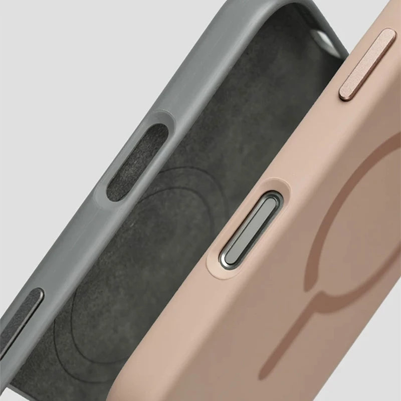 Premium Magnetic Liquid Silicone iPhone Case — MagSafe Wireless Charging, Alloy Lens Protection, Soft Anti-Fingerprint Matte Shockproof Cover