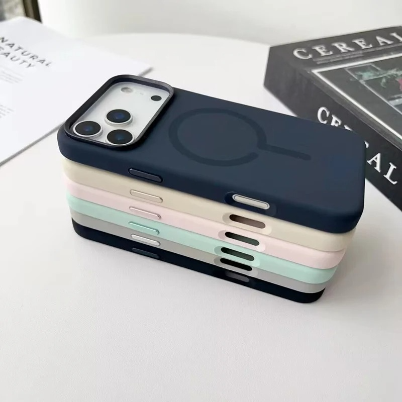 Premium Magnetic Liquid Silicone iPhone Case — MagSafe Wireless Charging, Alloy Lens Protection, Soft Anti-Fingerprint Matte Shockproof Cover
