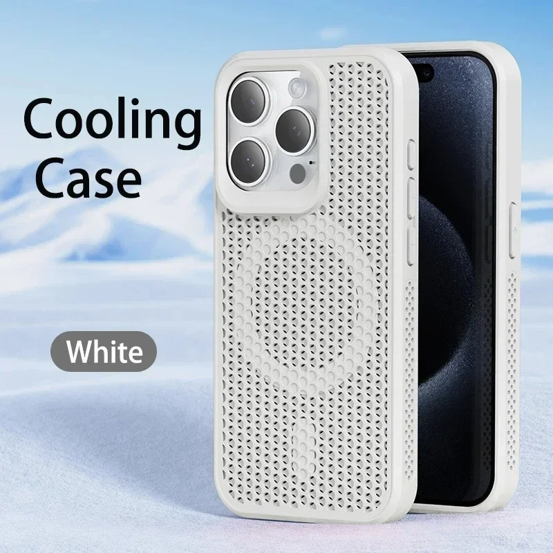 Premium iPhone Case — Magnetic Cooling Heat-Dissipation Hard Back Cover, Breathable, Shockproof, Anti-Fingerprint, Dustproof, Matte Finish, MagSafe Compatible
