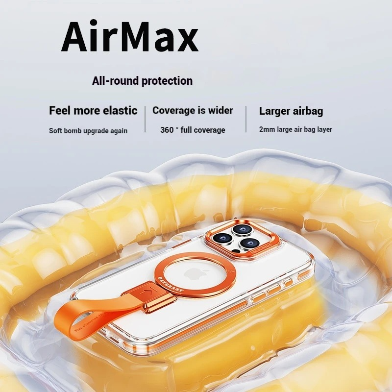 Premium Magnetic iPhone Case — MagSafe Compatible Clear Protection with Detachable Silicone Lanyard & Ring Grip, Non-Slip Full Coverage Design