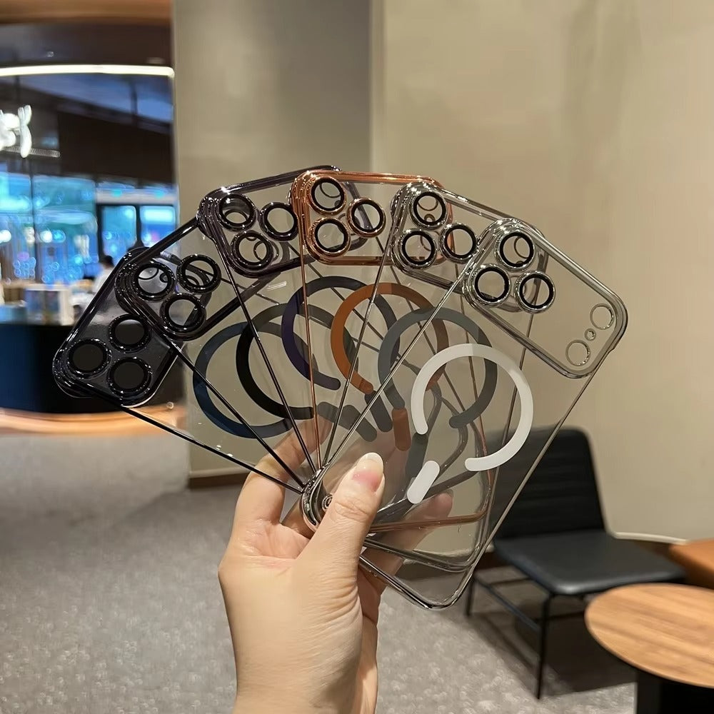 Premium iPhone Case — Plating Frameless Slim Transparent PC Cover for MagSafe with Borderless Design, Camera Protection, Anti-Fingerprint, Anti-Scratch, Dustproof