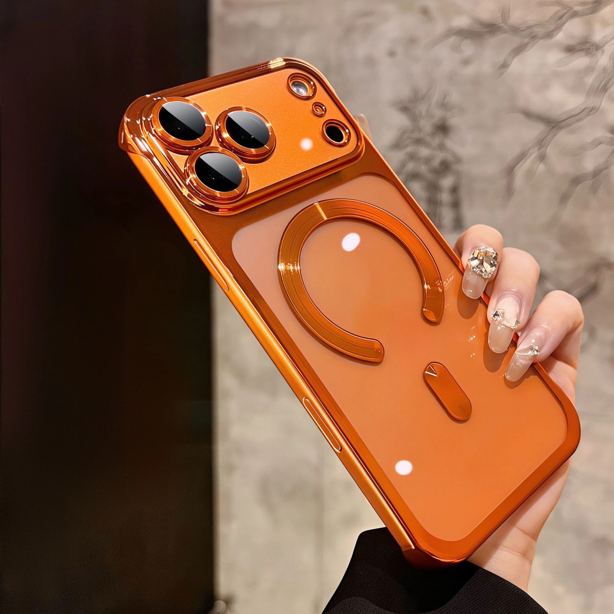 Premium iPhone Case — Plating Frameless Slim Transparent PC Cover for MagSafe with Borderless Design, Camera Protection, Anti-Fingerprint, Anti-Scratch, Dustproof