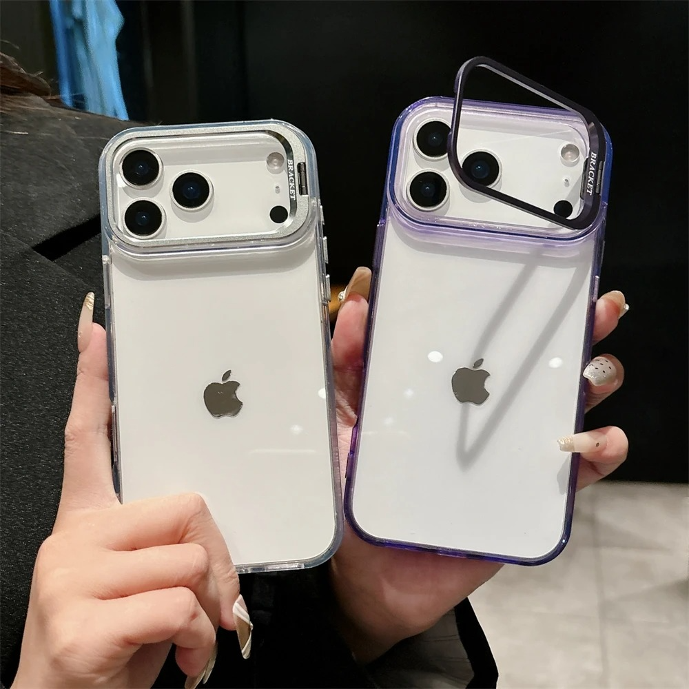 Premium Shockproof Clear iPhone Case MagSafe Compatible — Crystal Transparent Hard PC Bumper with Camera Lens Stand Armor Protection