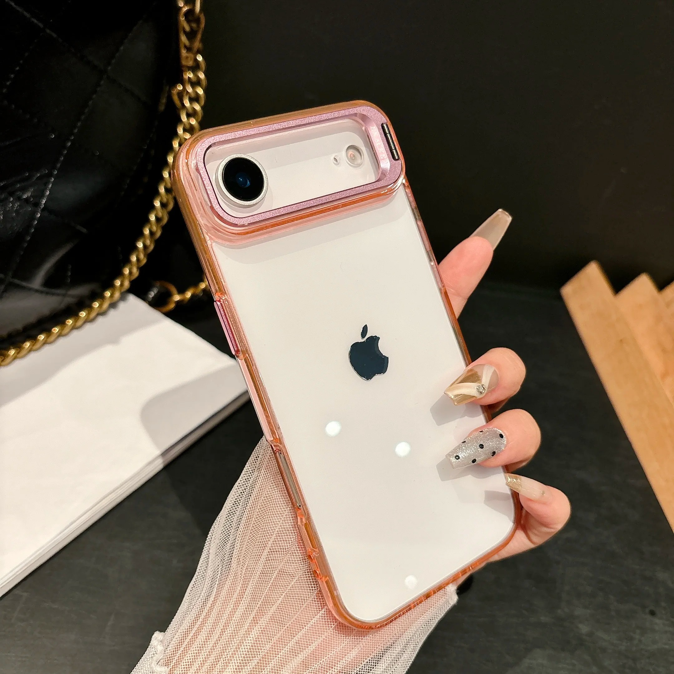 Premium Shockproof Clear iPhone Case MagSafe Compatible — Crystal Transparent Hard PC Bumper with Camera Lens Stand Armor Protection