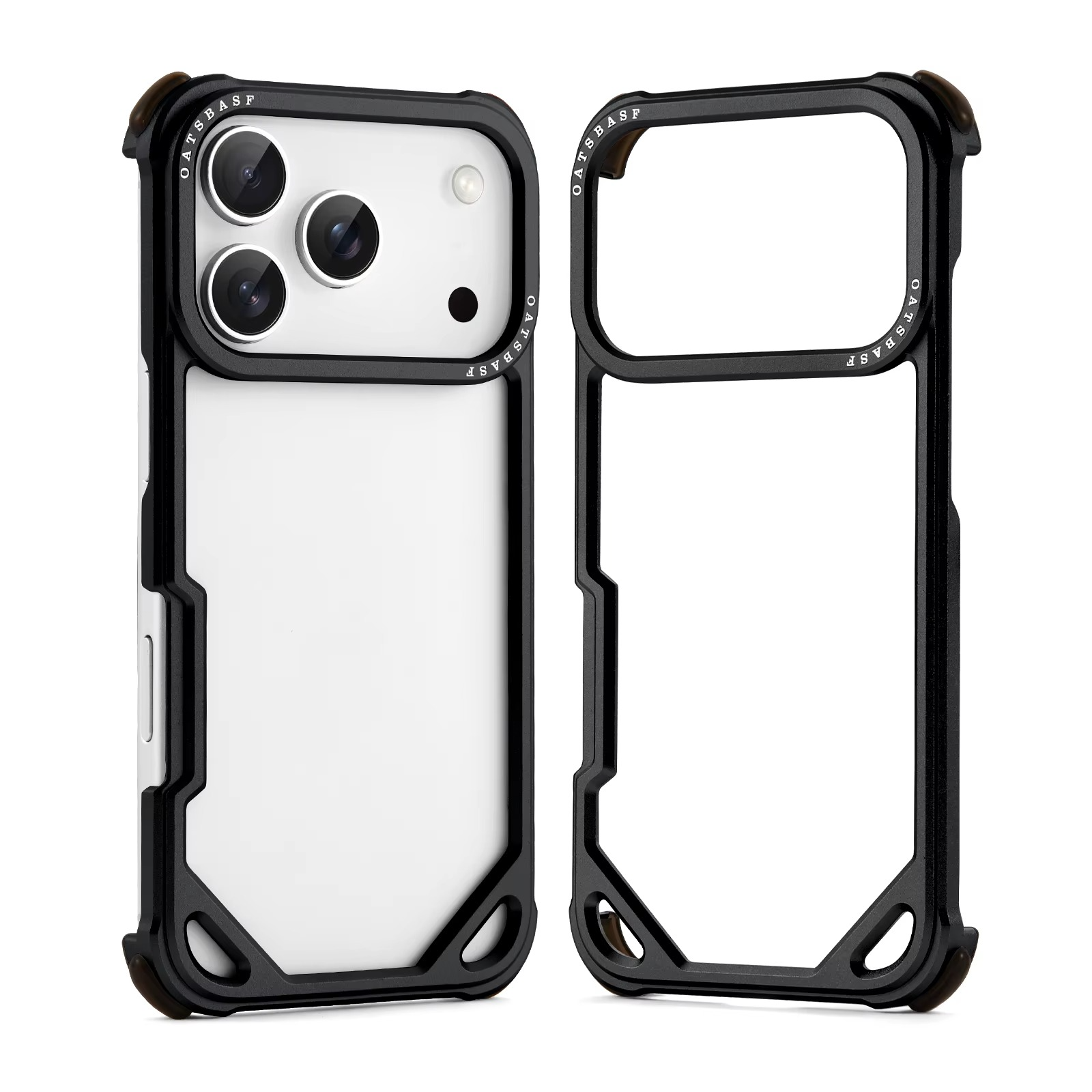Premium Shockproof iPhone Case — Slim Aluminum Alloy Frameless Protective Cover, Minimalist Wireless-Charging Compatible Design