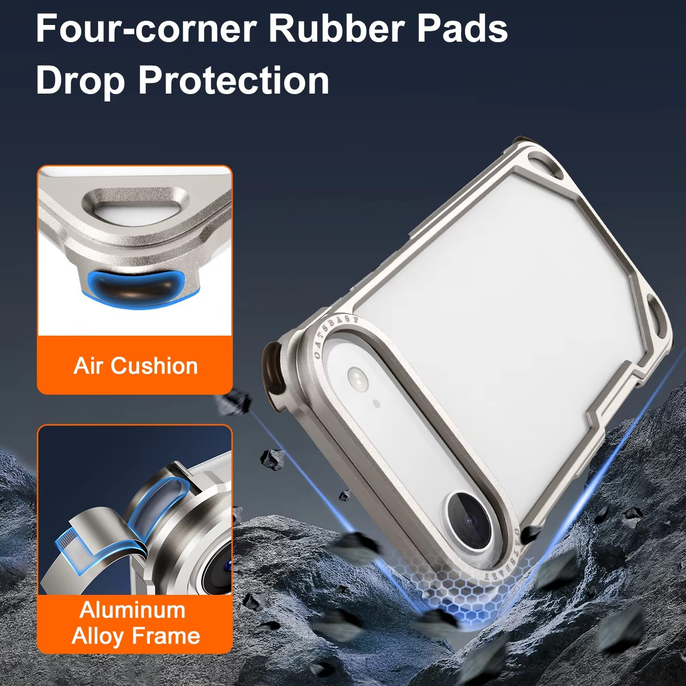 Premium Shockproof iPhone Case — Slim Aluminum Alloy Frameless Protective Cover, Minimalist Wireless-Charging Compatible Design