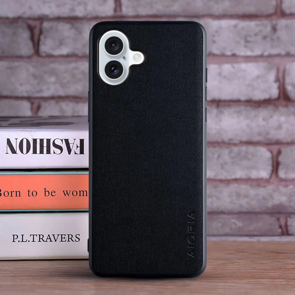 Premium Shockproof iPhone Case — Textile Leather Anti-Fingerprint Dustproof Cover with Non-Slip Grip and Scratch-Resistant Hard Back