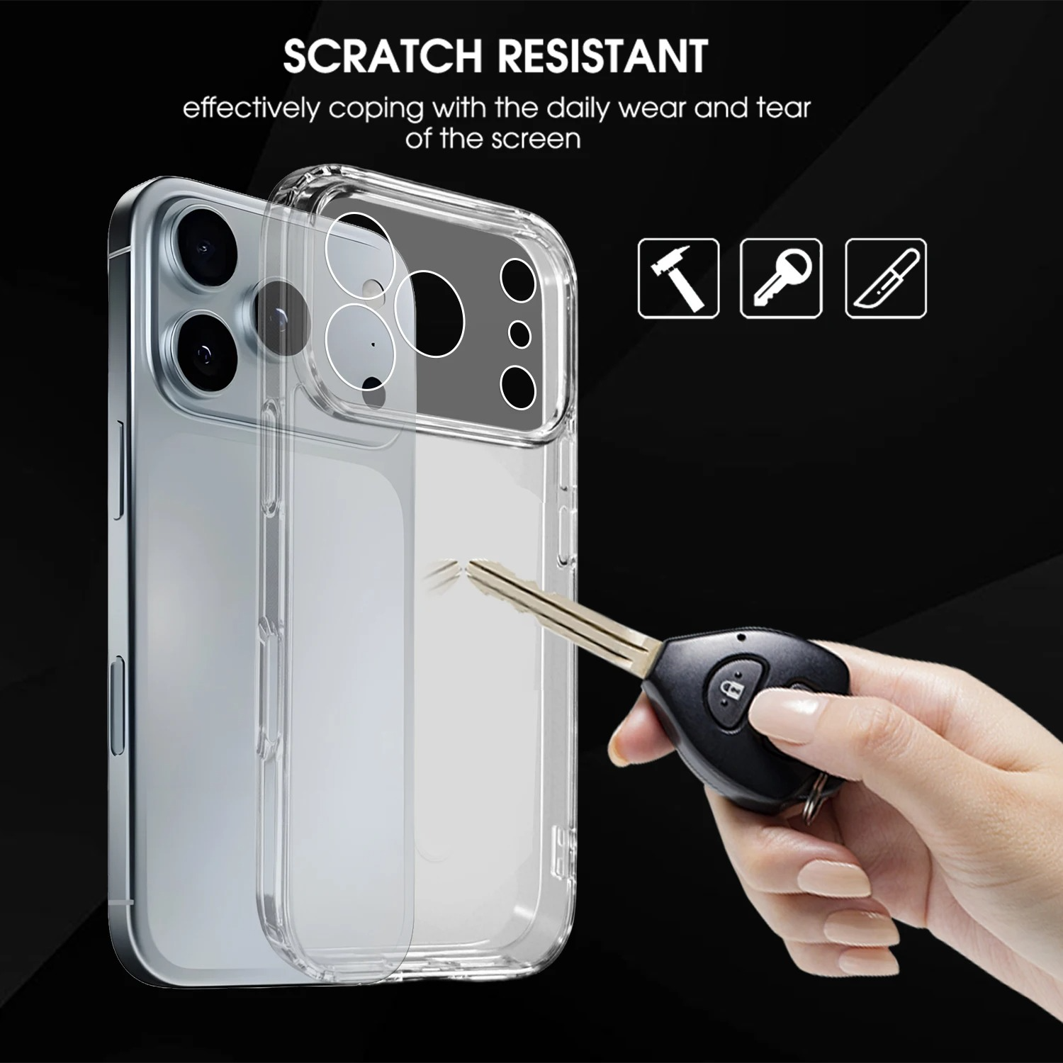 Premium Transparent iPhone Case — Shockproof Clear PC+TPU Cover with Corner Protection, Anti-Scratch, Slim Protective Shell