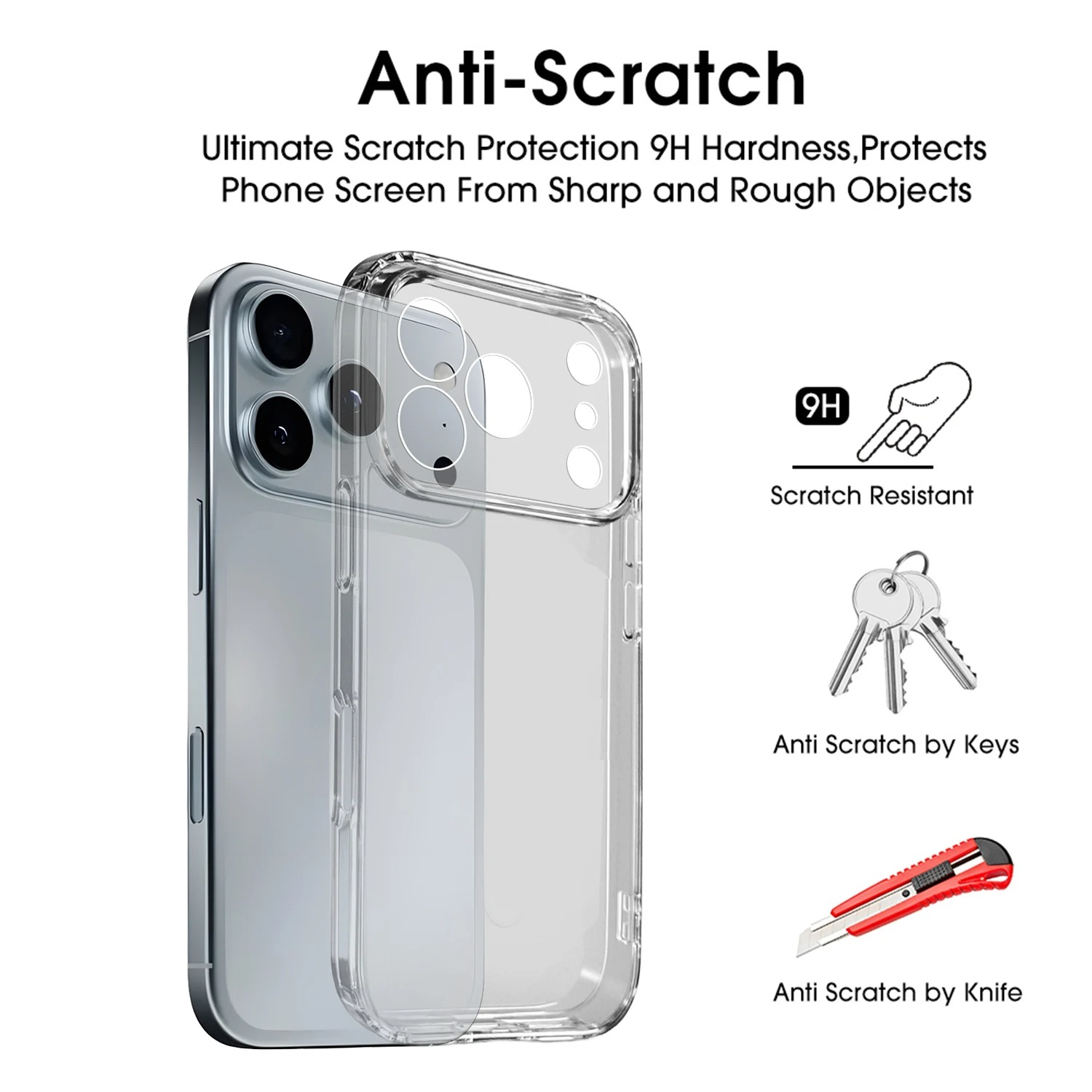 Premium Transparent iPhone Case — Shockproof Clear PC+TPU Cover with Corner Protection, Anti-Scratch, Slim Protective Shell