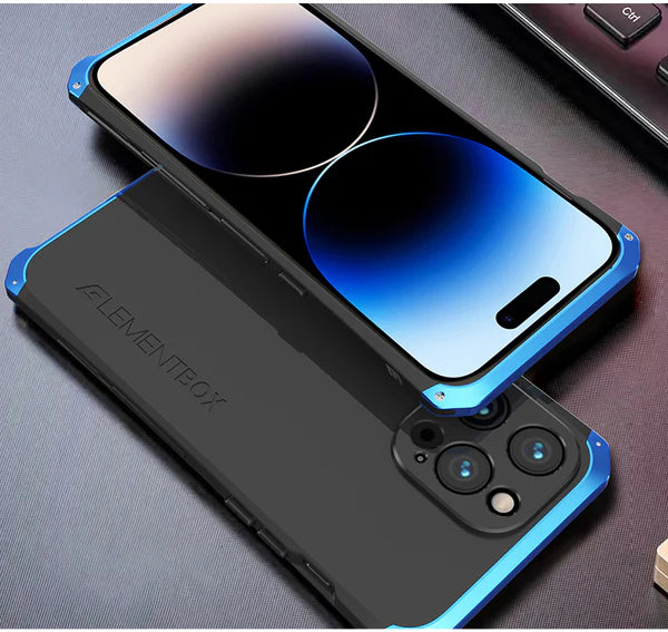 Premium iPhone Aluminum Metal Case — Anti-Collision Frame with Silicone Back Cover, Shockproof Slim Design, Water-Resistant Anti-Fingerprint Protection