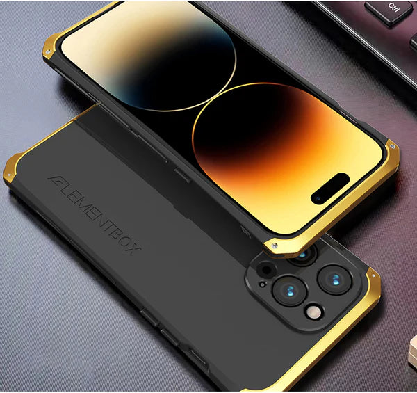 Premium iPhone Aluminum Metal Case — Anti-Collision Frame with Silicone Back Cover, Shockproof Slim Design, Water-Resistant Anti-Fingerprint Protection