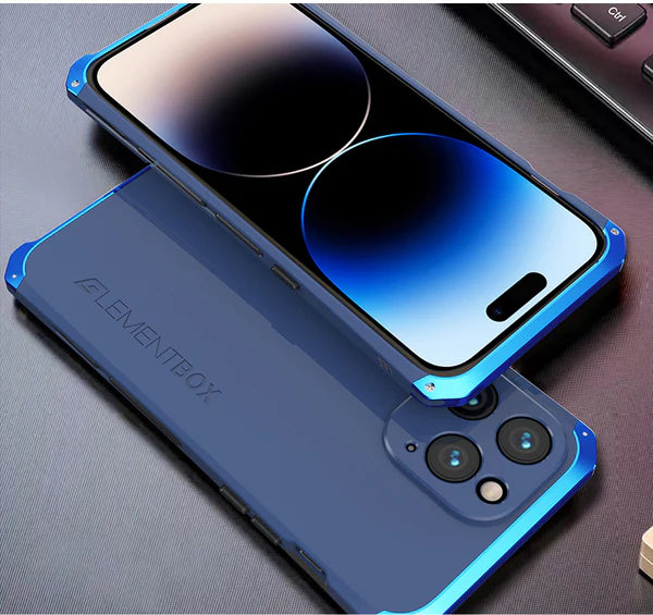 Premium iPhone Aluminum Metal Case — Anti-Collision Frame with Silicone Back Cover, Shockproof Slim Design, Water-Resistant Anti-Fingerprint Protection